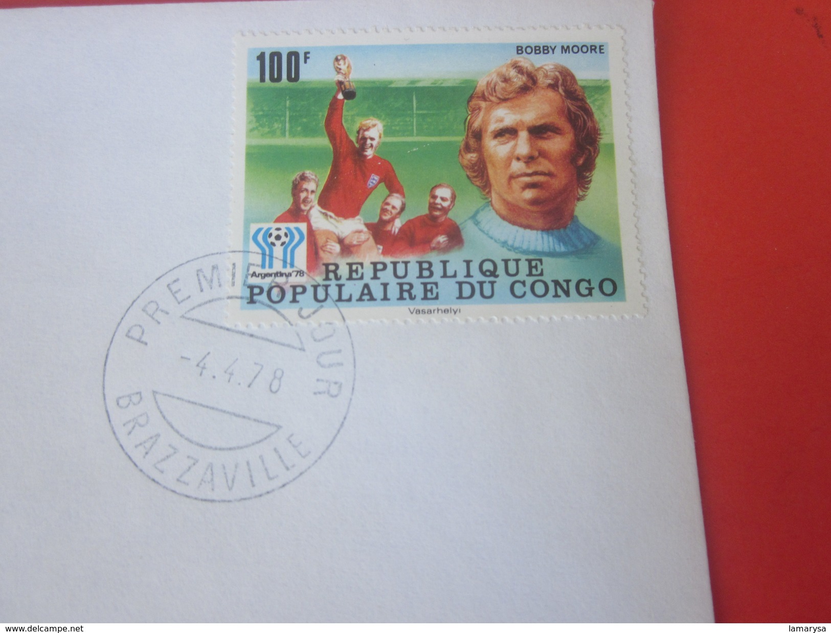 Bobby Moore Rép Congo  Premier Jour 1er Jour D'émission FDC First Day Cover Marcophilie Coupe Monde Football 78 - FDC
