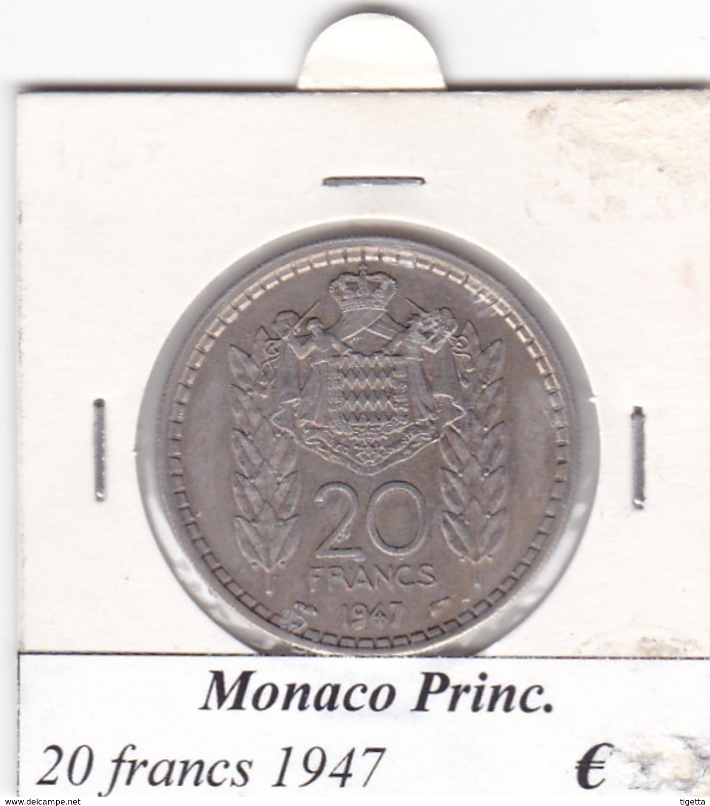 MONACO   20 FRANCS   ANNO 1947  COME DA FOTO - 1922-1949 Louis II