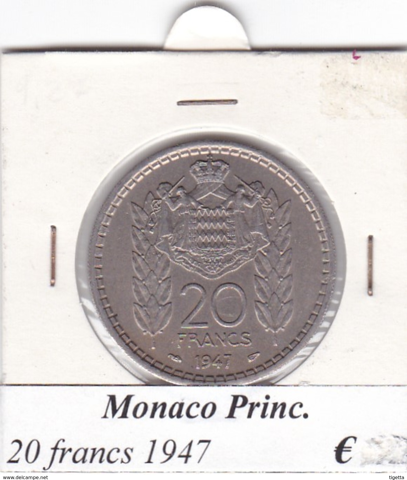 MONACO   20 FRANCS   ANNO 1947  COME DA FOTO - 1922-1949 Luigi II