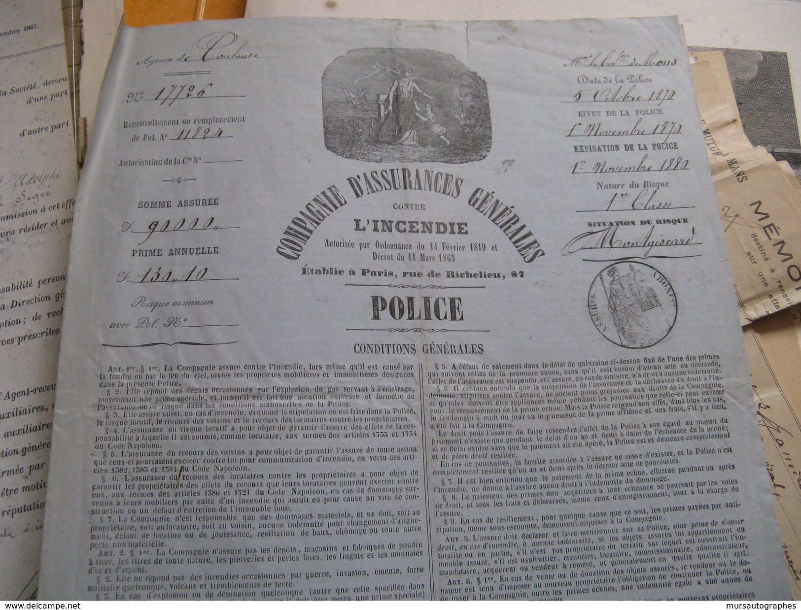 LOT DE 18 DOCUMENTS SUR LES ASSURANCES INCENDIES POMPIERS 1820-1970 MUTUELLES DU MANS JOURNAUX REVUES CALENDRIER GRAVURE - Feuerwehr