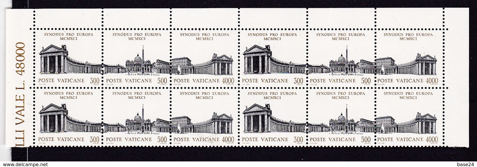 1991 Vaticano Vatican SINODO (Trittico)  SYNOD 4 Serie Di 3v. MNH** Quartina Bl.4 - Unused Stamps