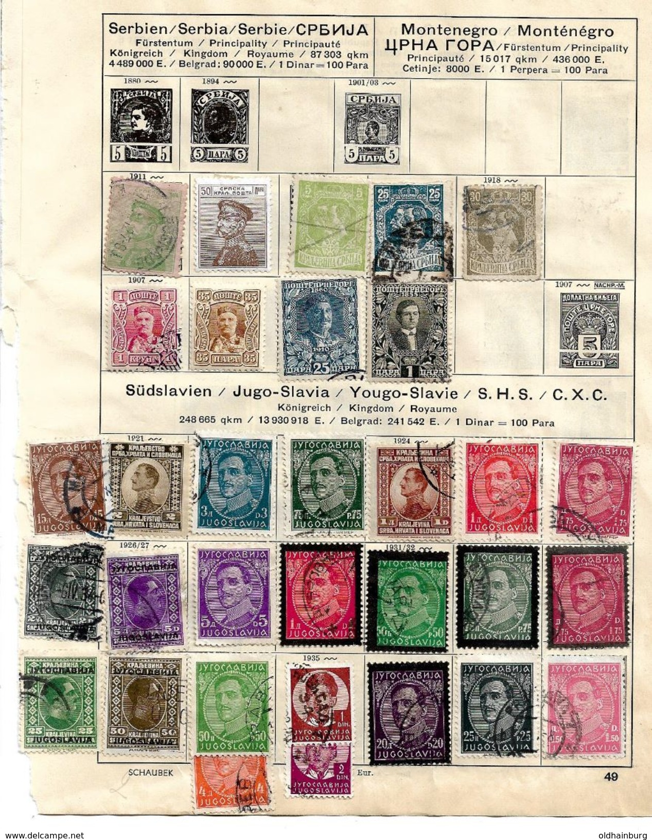 0640c: Lot Serbien- Jugoslawien Lt. Scan (aus Schaubeck- Falzalbum, Falze Können Einfach Entfernt Werden) - Used Stamps