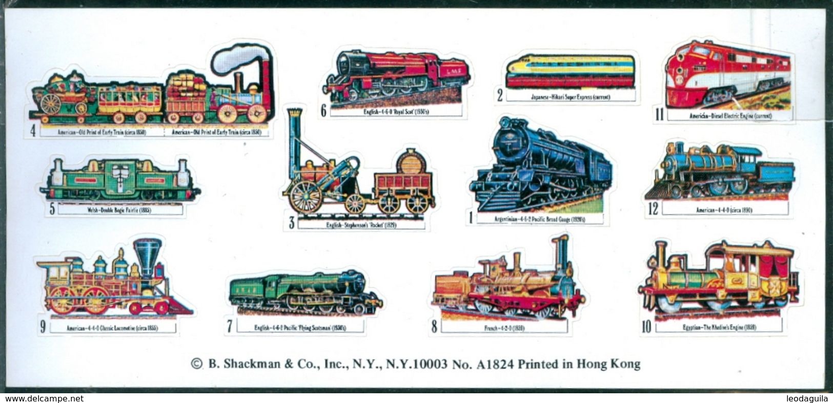 TRAINS -  VINTAGE STICKERS By  SHACKMAN   - 1976  -  SHEET W/12 - Ferrocarril