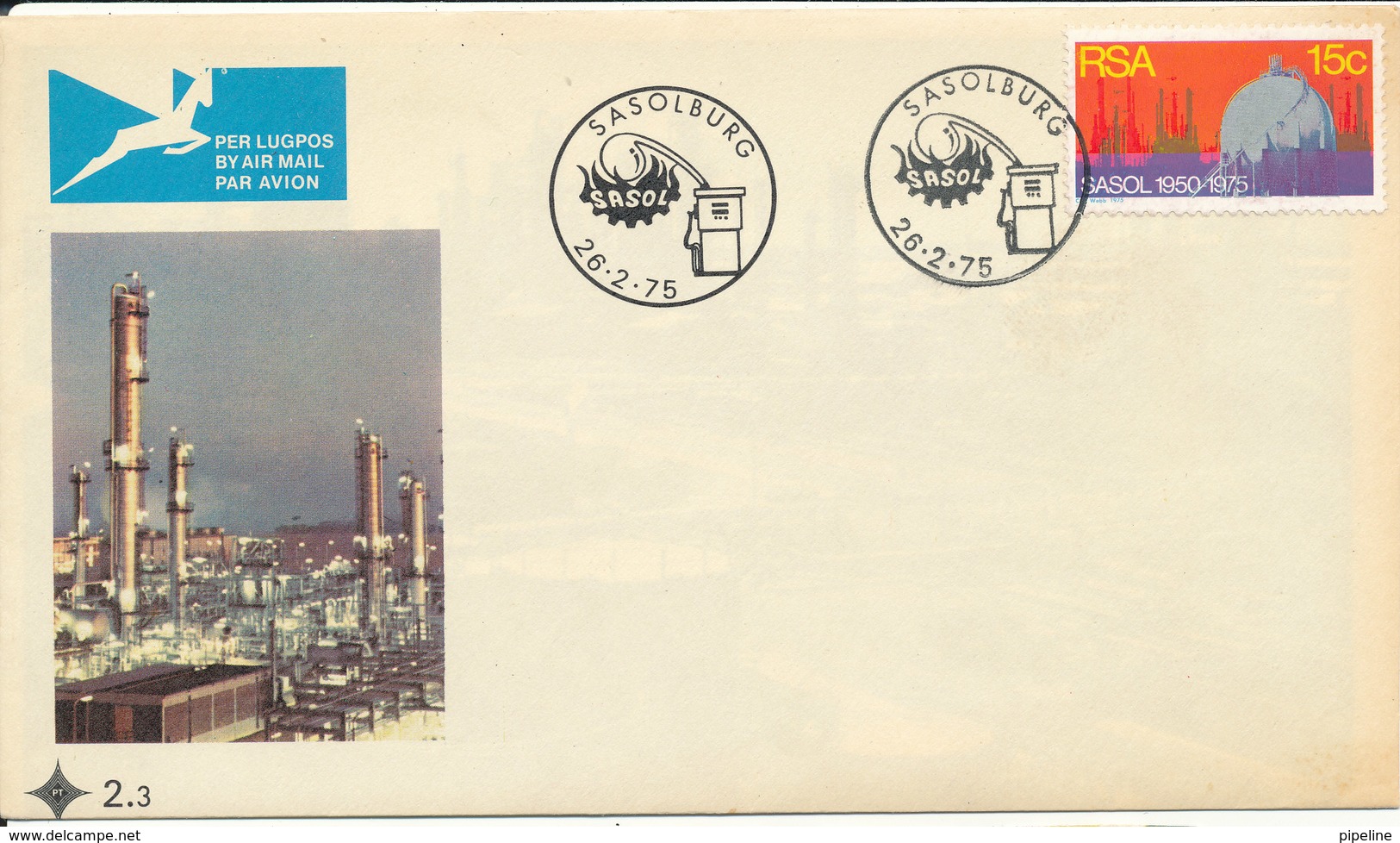 South Africa  RSA FDC Sasolburg SASOL 26-2-1975 With Cachet - FDC