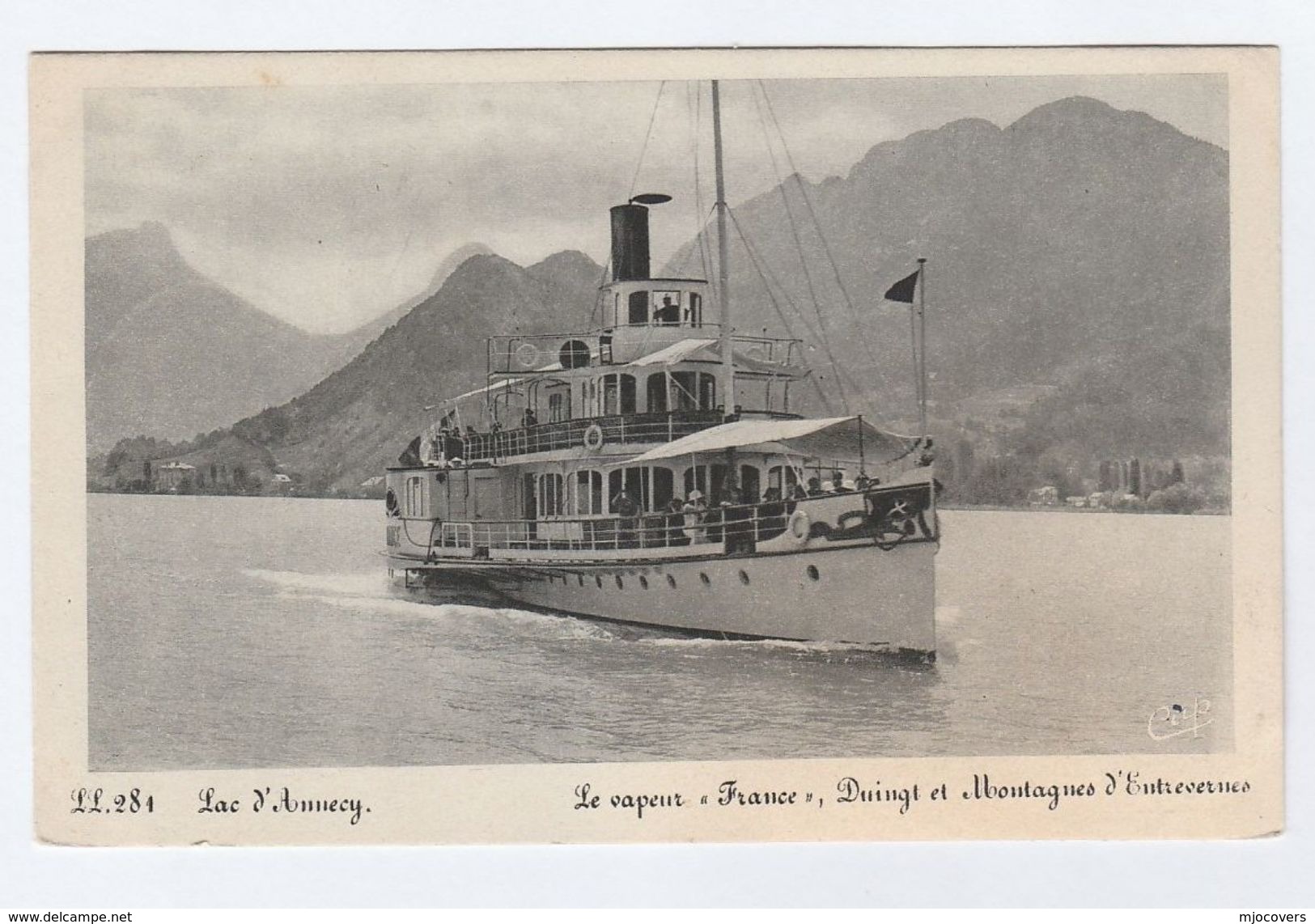 1946 AERO NAVY Annecy FAMAC Congress EVENT COVER (postcard SHIP Le Vapeur 'FRANCE' Steamboat) With FAMMAC Label Stamps - Ships