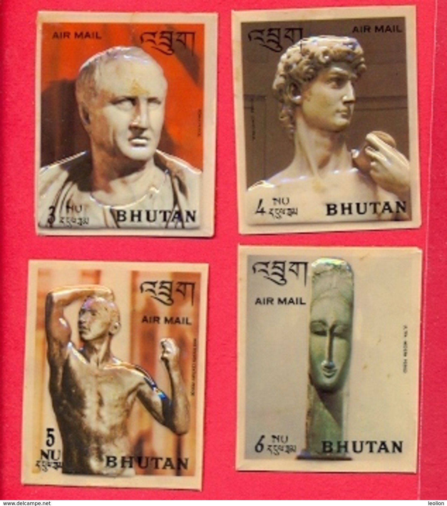 BHUTAN 1971 History Of Sculpture, 4 Highest Air Mail Values Plastic Molded Stamps BHOUTAN - Bhutan