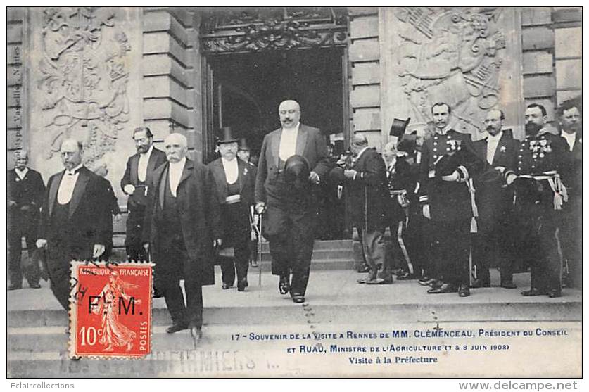 Rennes     35        Visite De Clémenceau 1908 -   Visite A La Préfecture    (17 Voir Scan) - Rennes