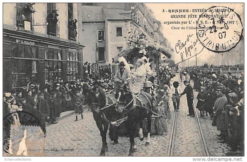 Rennes     35     Fête Diplomatique.Entrée De Sasowath.Char De L'allaitement Maternel     ( 8 Voir Scan) - Rennes