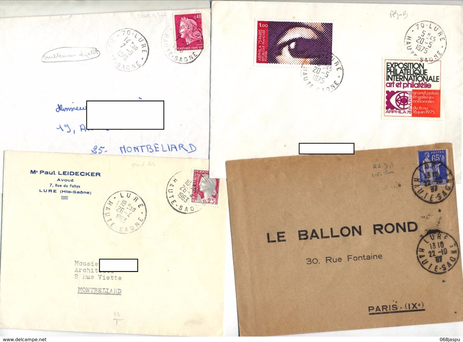 Lot 4 Lettre Cachet Lure - Manual Postmarks