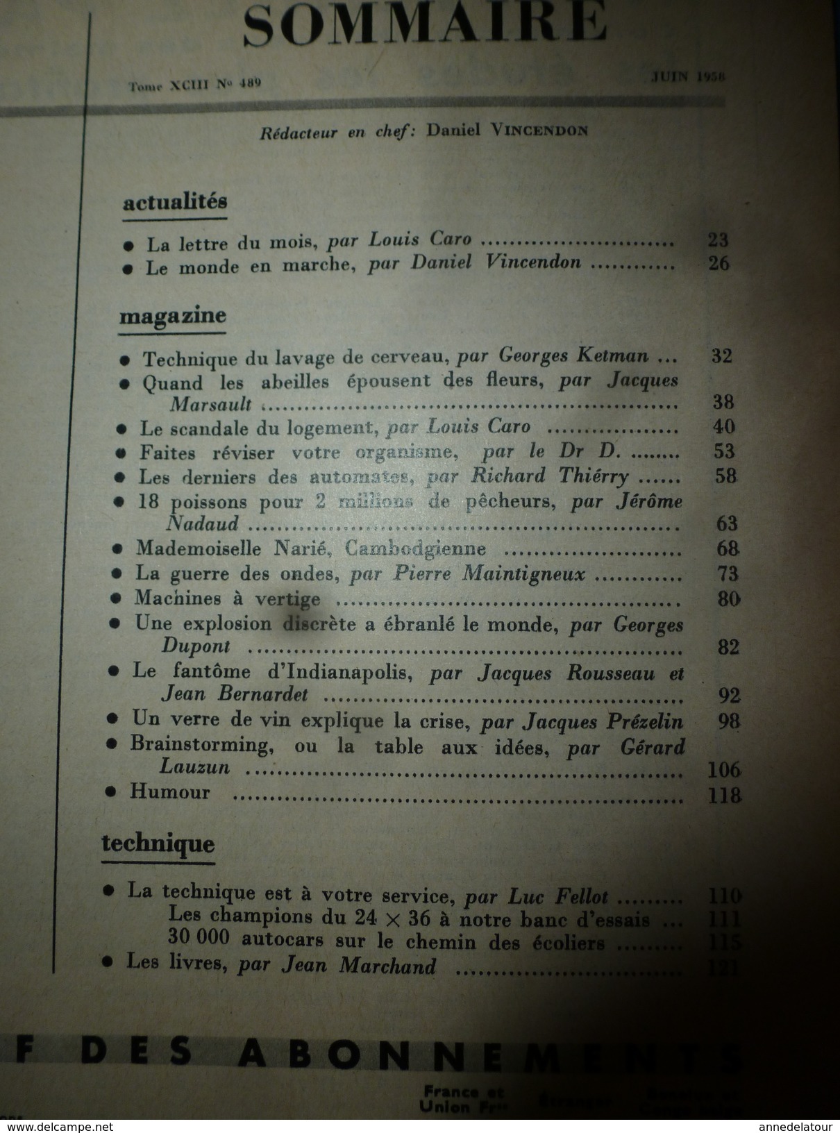 1958 SCIENCE Et VIE N° 489 : LES VINS FRANCAIS ---> Un Verre De Vin Explique La Crise; Etc - Wissenschaft