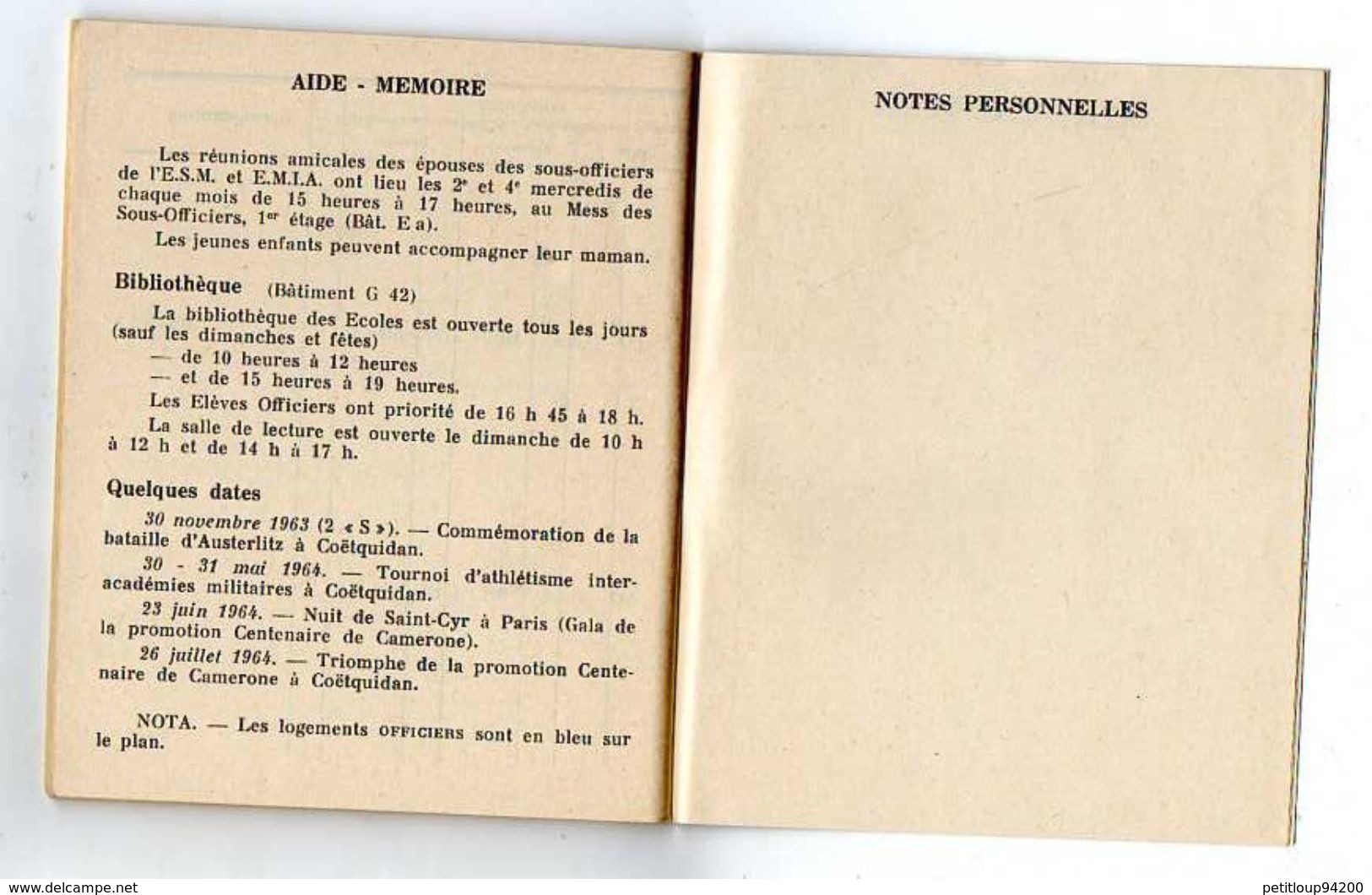 ECOLE SPECIALE MILITAIRE ET ECOLE MILITAIRE INTERARMES Carnet D'Adresses Des Sous-Officiers  OCTOBRE 1963 - Dokumente