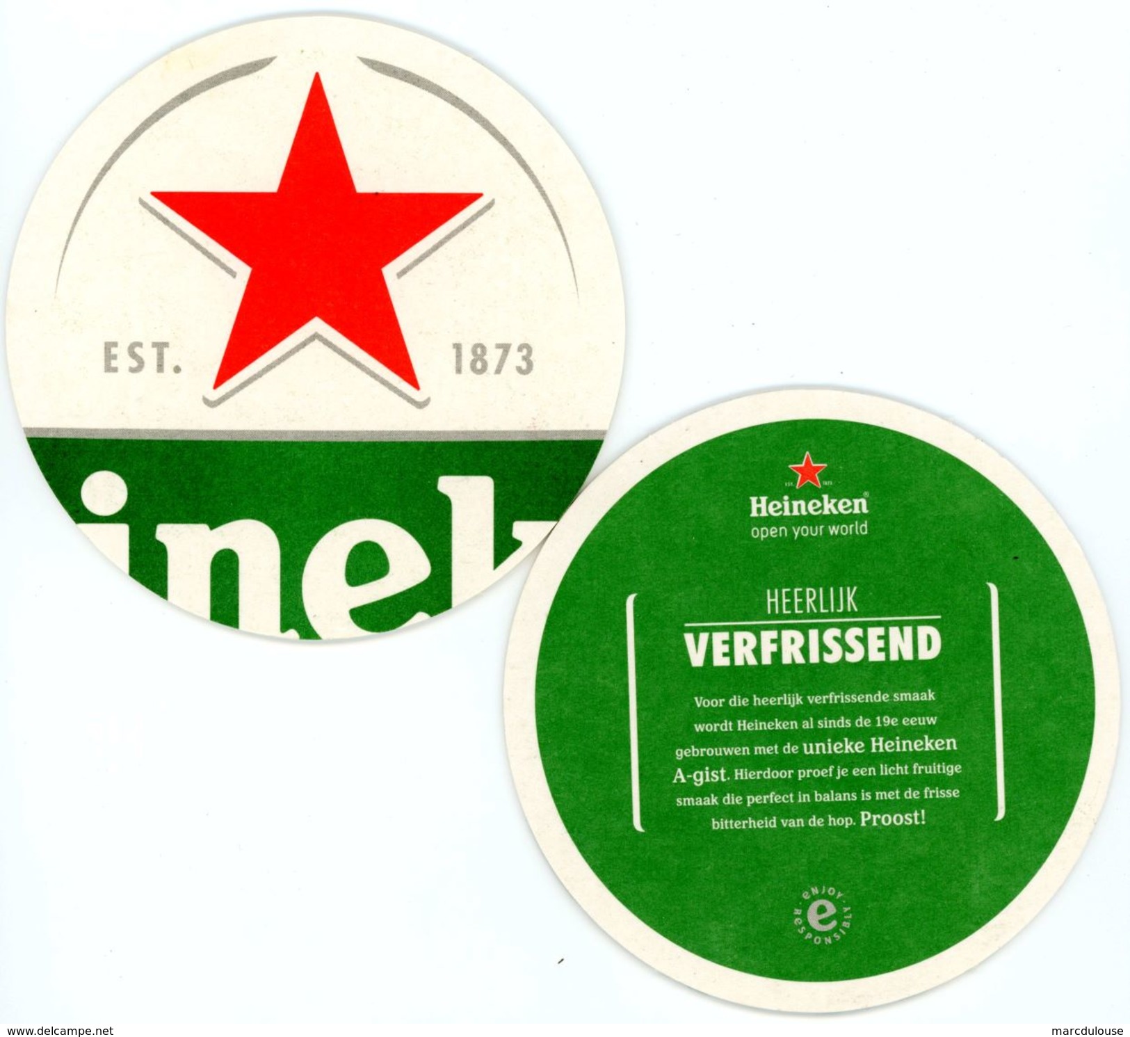 Heineken. Est. 1873. Open Your World. Heerlijk Verfrissend. Voor De Smaak Wordt Heineken Al Sinds De 19e Eeuw Gebrouwen - Bierviltjes