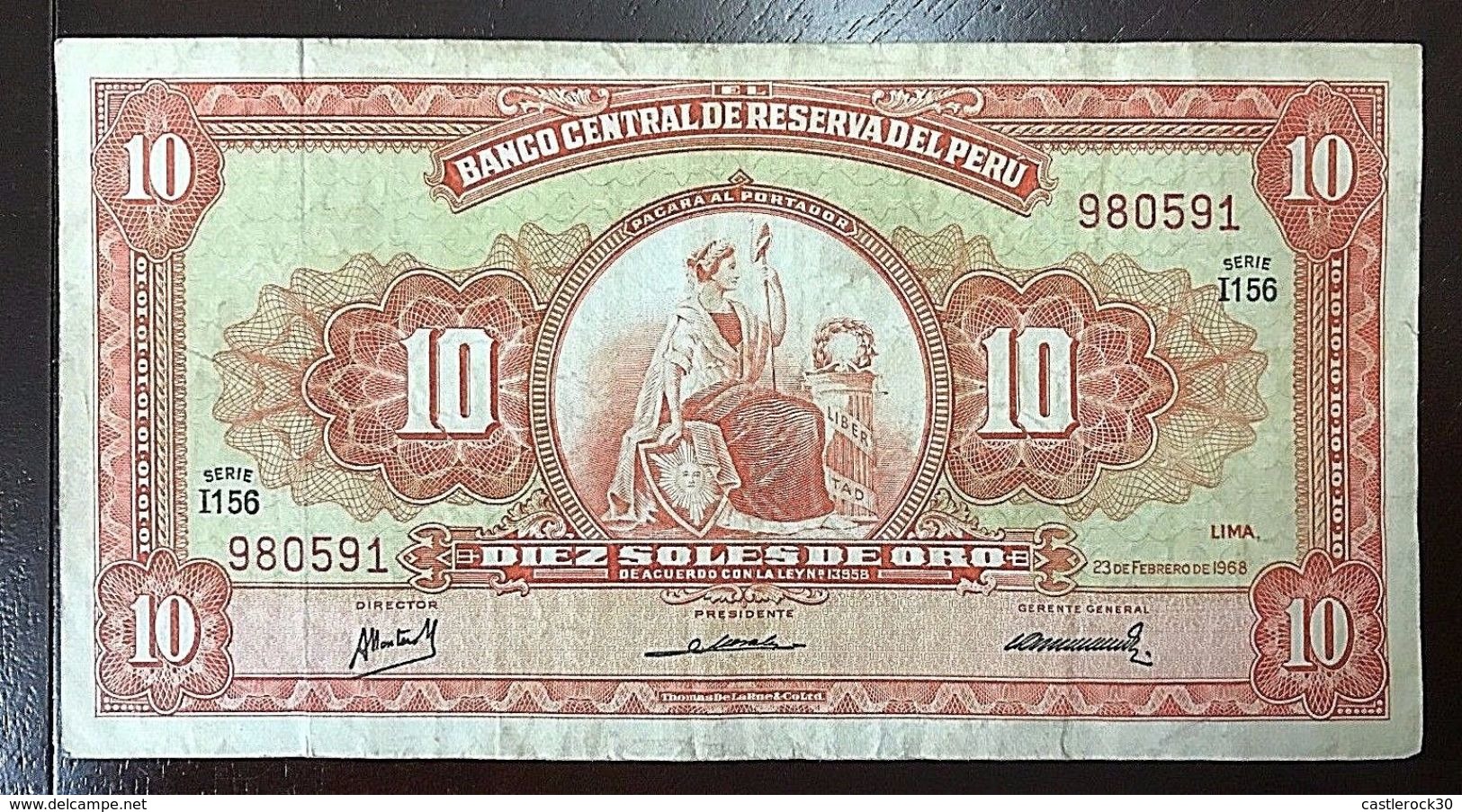 C) PERU BANK NOTES 10 SOLES DE ORO (1968) CIRCULATED - Peru