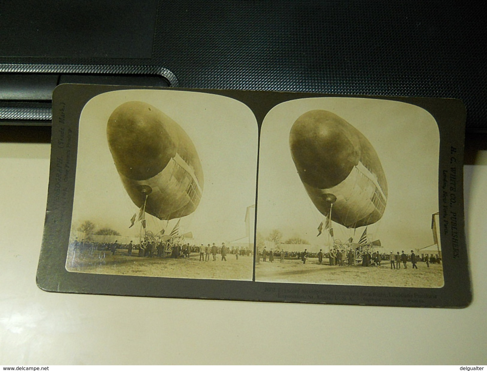 Stereoscope Photograph * François Airship About To Ascend For A Flight * Louisiana Purchase Exposition * S. Louis * USA - Stereoscopes - Side-by-side Viewers