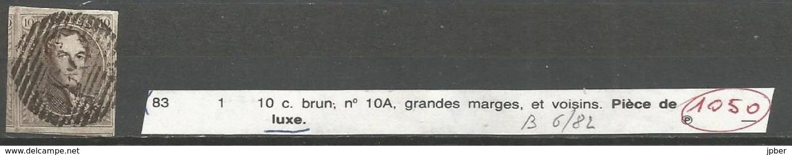 (R210) Belgique - Médaillons - N°10A - Obl.P25 Charleroi - Grandes Marges Et 3 Voisins - 1858-1862 Medaillons (9/12)