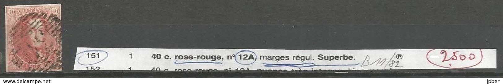 (R213) Belgique - Médaillons - N°12A - Obl.P31 De DEYNZE - Marges Régulières - 1858-1862 Médaillons (9/12)