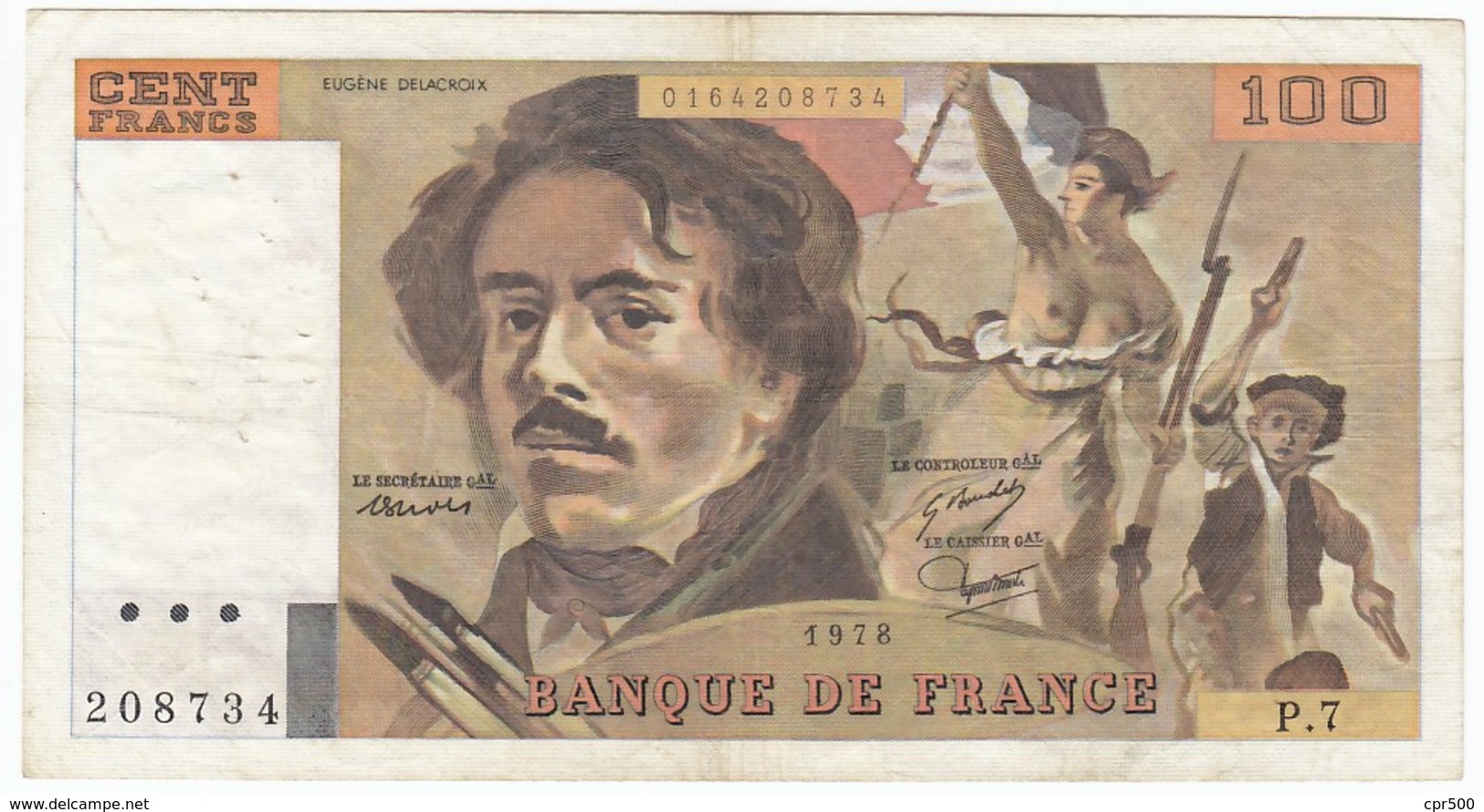 100 Francs Delacroix Type 1978, F69.1D, P154,1978, P.7, TTB - 100 F 1978-1995 ''Delacroix''