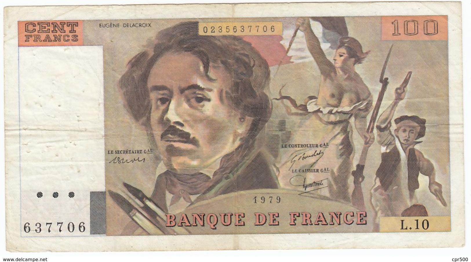 100 Francs Delacroix Type 1978, F69.2A, P154,1979, L.10, TB - 100 F 1978-1995 ''Delacroix''