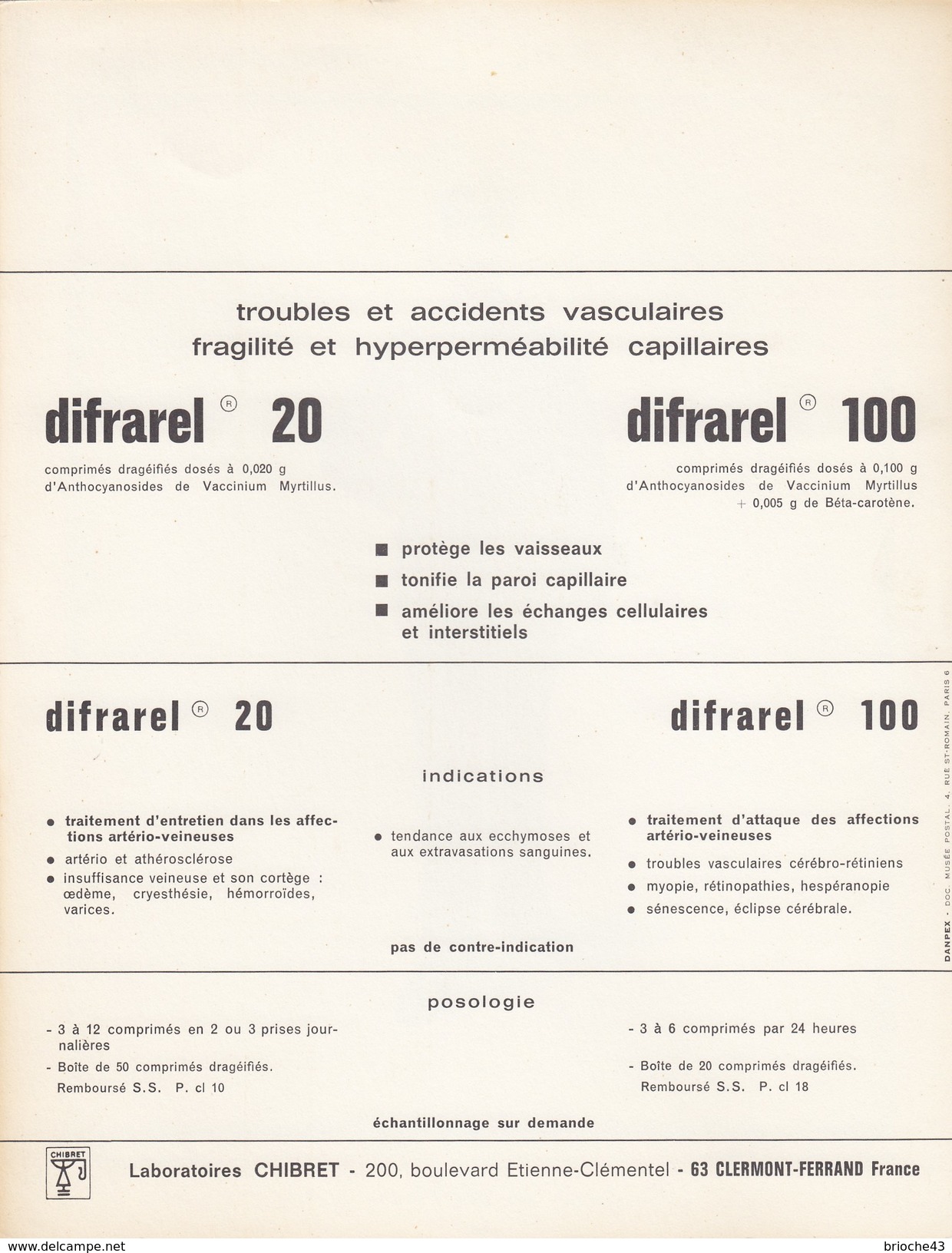 DE SERIE FACTEURS D'HIER ET AUJOURD'HUI: FACTEUR RURAL1894 - ED. DANPEX PARIS/ LABO CHIBRET CLERMONT-Fd  DIFRAREL /TBS - Publicités