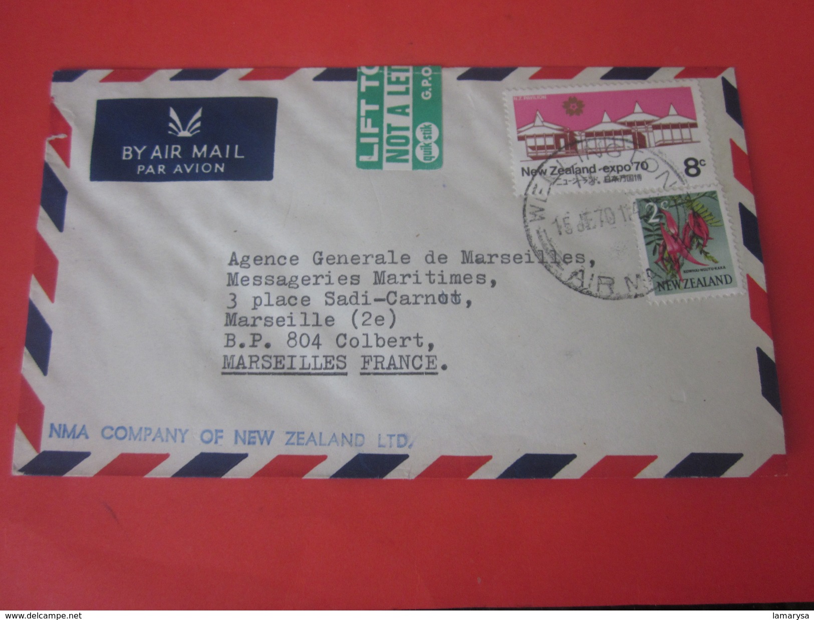 Océanie-Wellington  Nouvelle-Zélande-Lettre Premier Jour 1er Jour D'émission First Day Cover Marcophilie 70 - Lettres & Documents