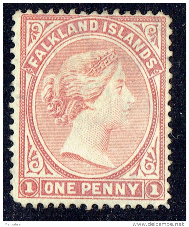 1882  Victoria 1 D. Dull Claret  Wmk Crown CA Upright  SG 5  Used - Falkland Islands