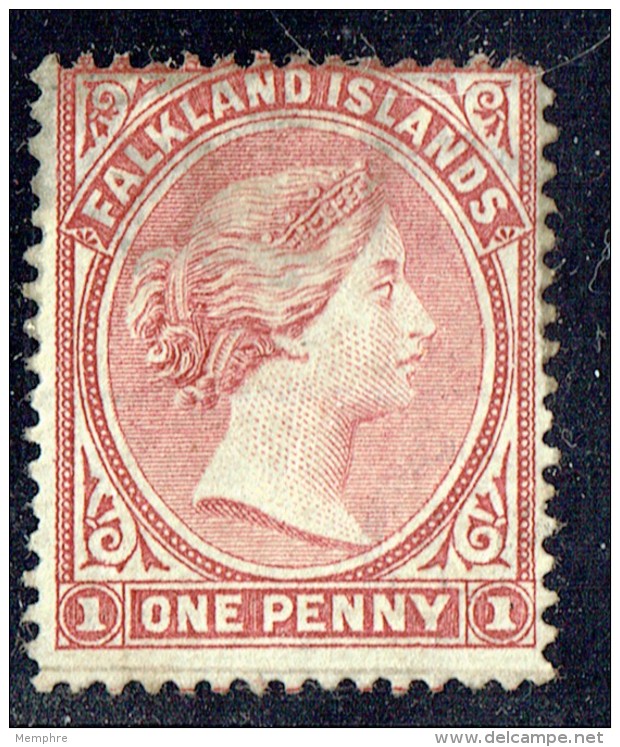 1882  Victoria 1 D. Dull Claret  Wmk Crown CA Upright Horizontal Line And 12mm High O Letter SG 5 MM - MH - Falkland Islands