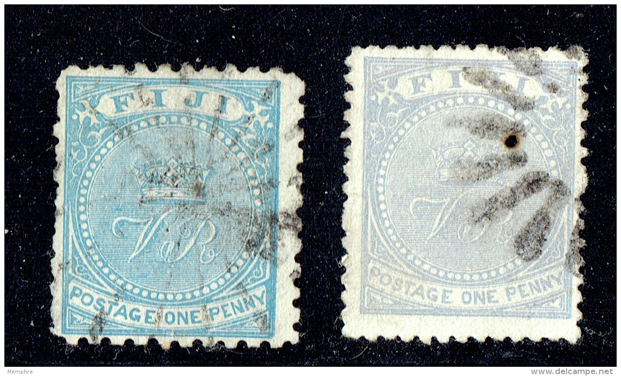 Crown And &laquo;VR&raquo;  1d SG 38 And 35  Used - Fidschi-Inseln (...-1970)