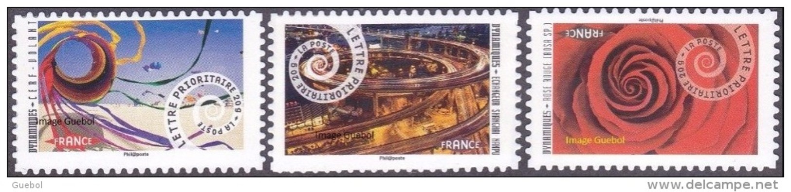 Autoadhésif(s) De France N°  930.A +932 A +933 A ** Dynamiques Provenance De Feuille PRO. Rose, échangeur, Cerf Volant - Neufs