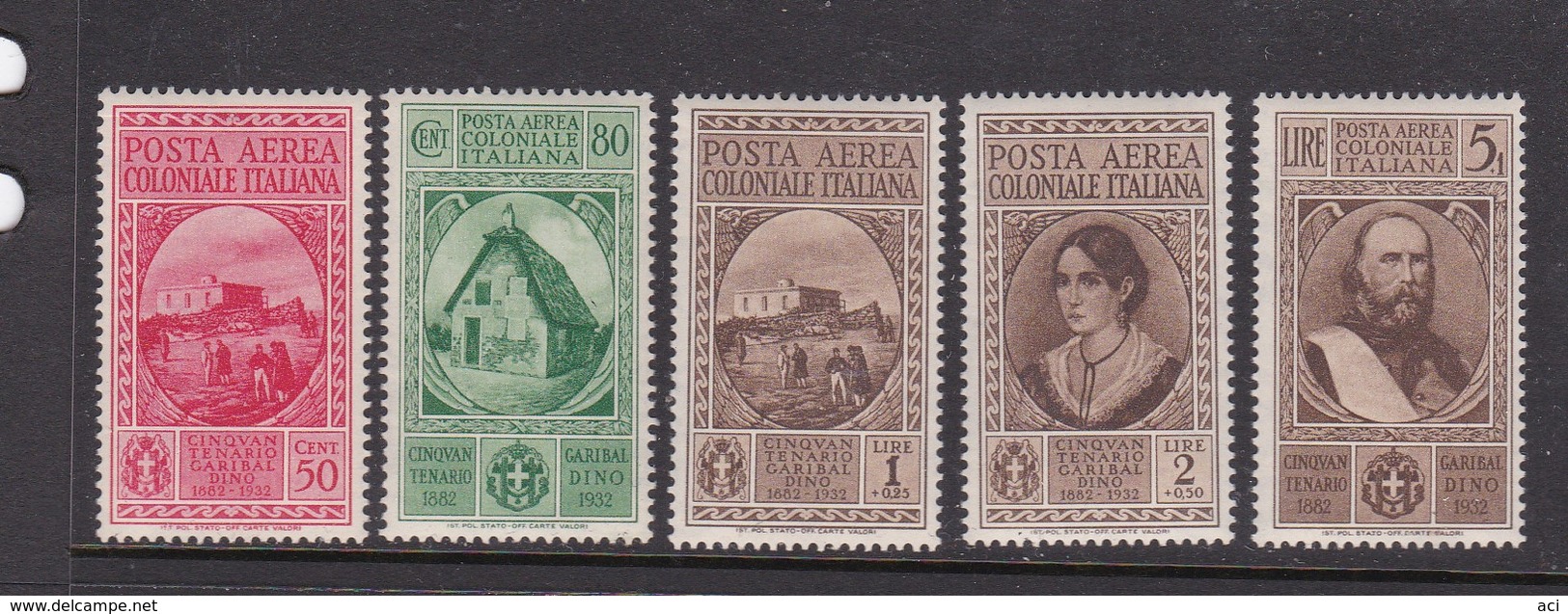 Italy-Aegean Islands Air Mail S14-18 1932 Garibaldi Mint Never Hinged And Hinged - Aegean