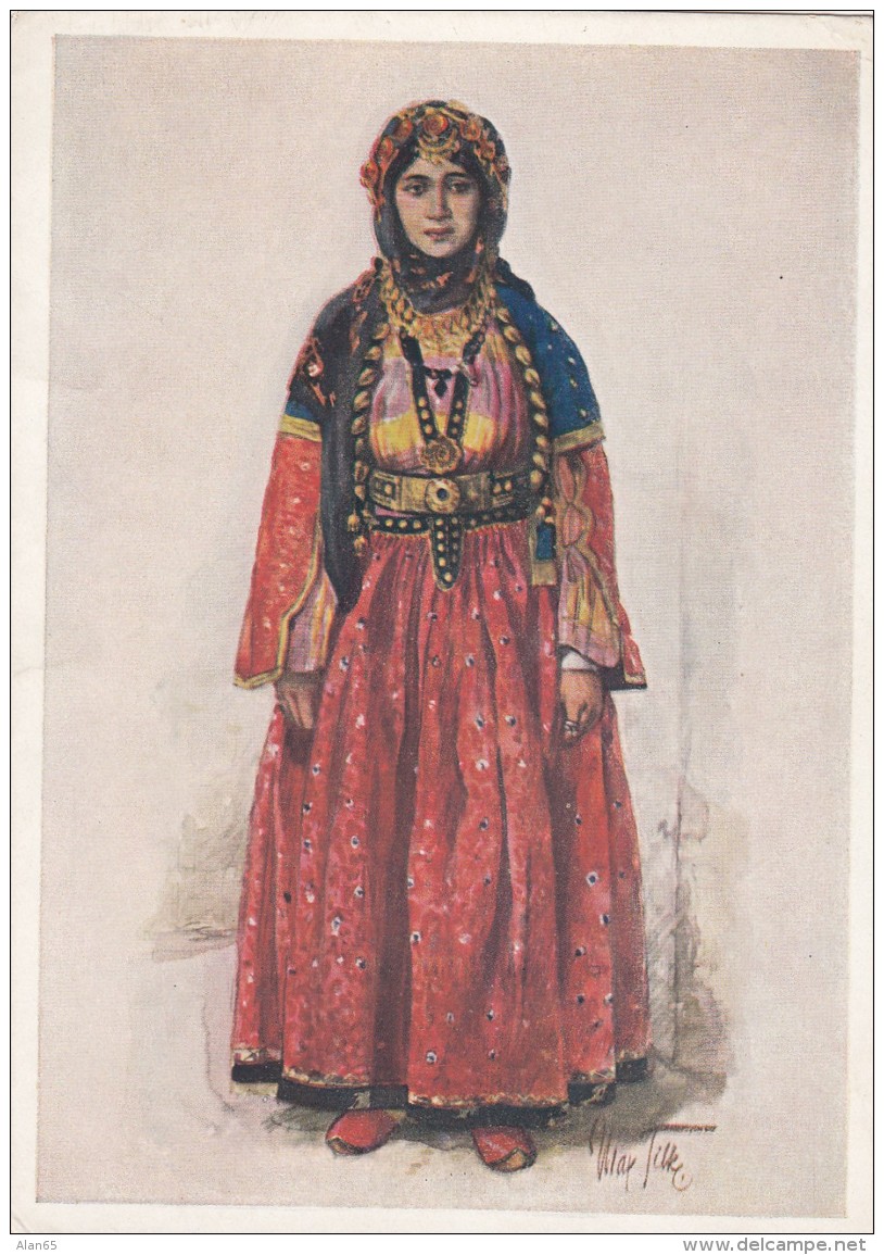 Caucasus Caucasian Ethnic Fashion Artist Image Woman In Dress, C1930s Vintage Postcard - Fashion