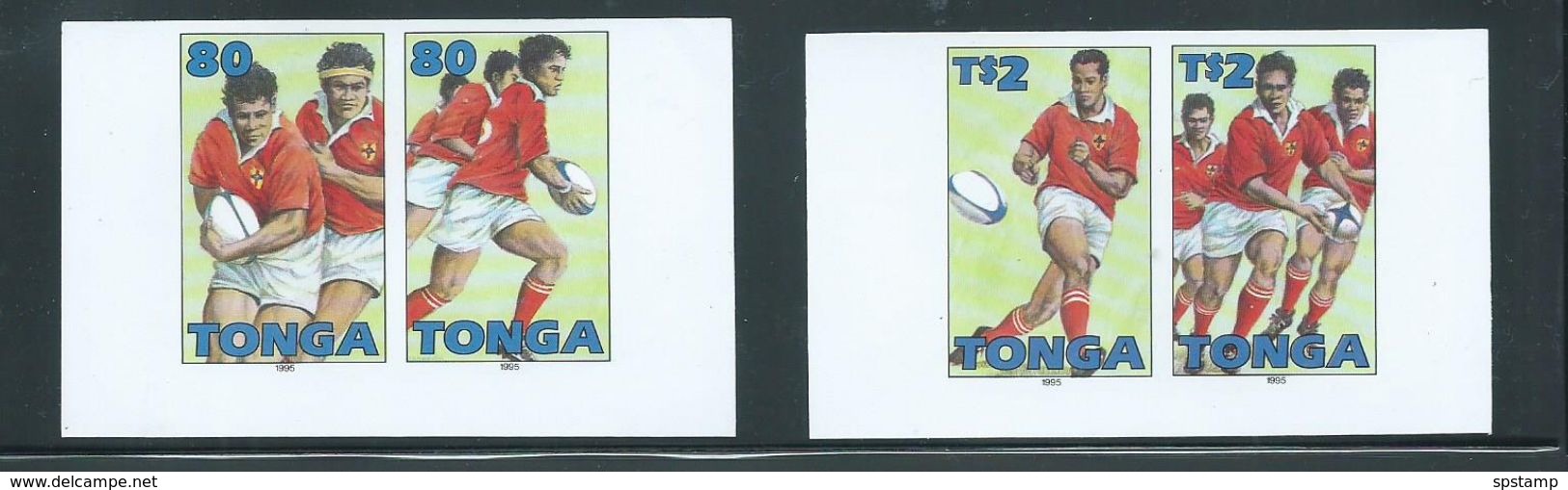 Tonga 1995 Rugby World Cup Set Of 2 Pairs As Imperforate Plate Proofs MNH - Tonga (1970-...)