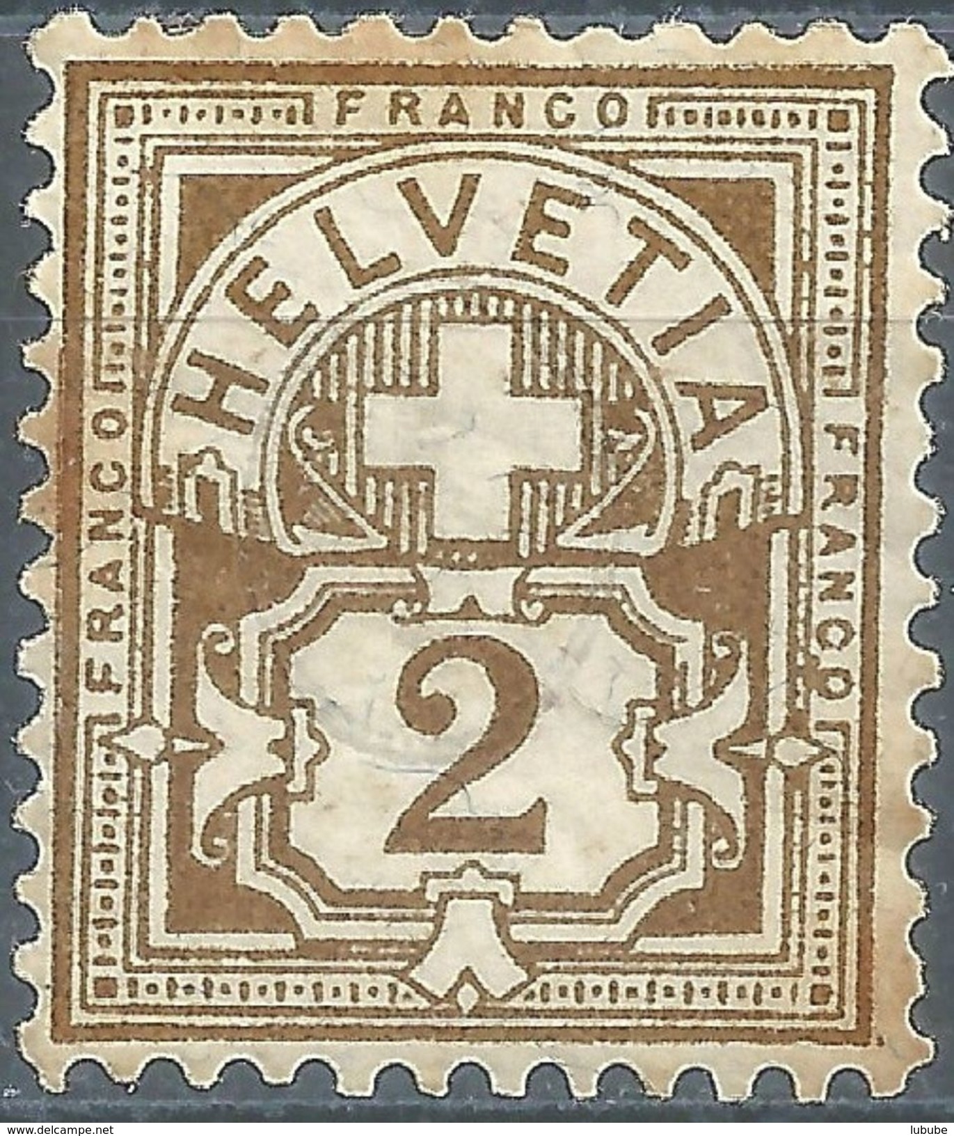 Ziffer 58B, 2 Rp.olivbraun **          1894 - Neufs