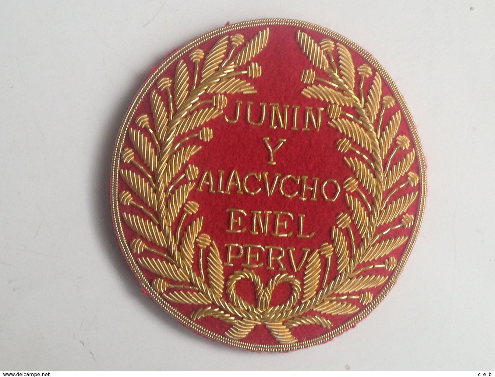 Parche Campaña Del Perú. 1824. Batallas De Junin Y Ayacucho Contra España. Simon Bolívar, Sucre. Para Oficiales. Réplica - Escudos En Tela