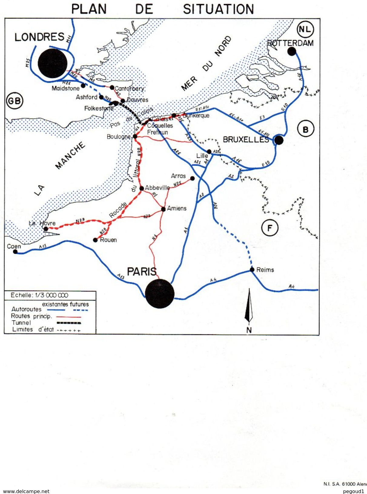 CALAIS-COQUELLES-FRETHUN (PAS-DE-CALAIS). PLAN DES TRAVAUX DU TUNNEL. Achat Immédiat - Arbeitsbeschaffung