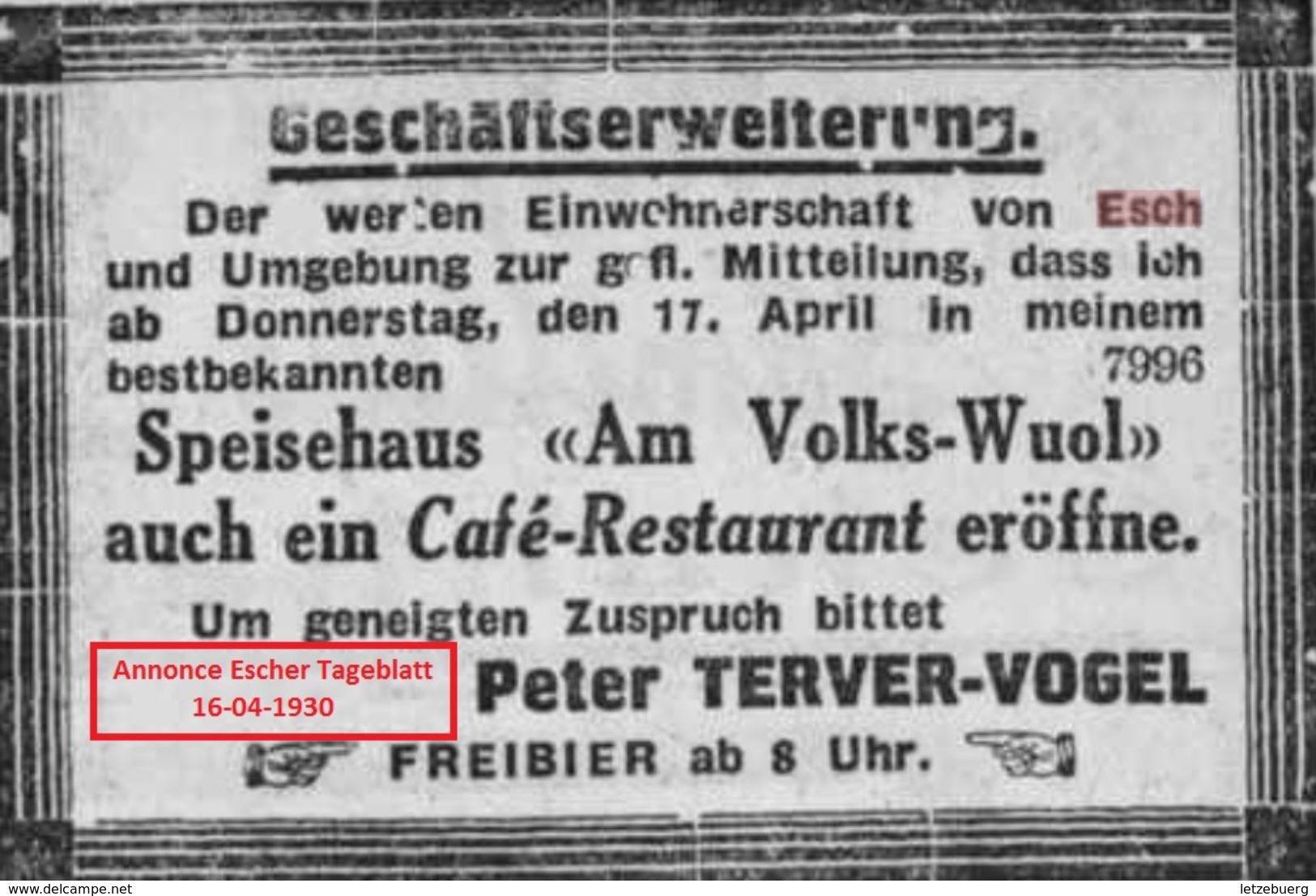 Esch-sur-Alzette (Esch-Uelzecht) - Café P. Terver - Am Volks Woul (seltene Foto-Karte) - Esch-sur-Alzette