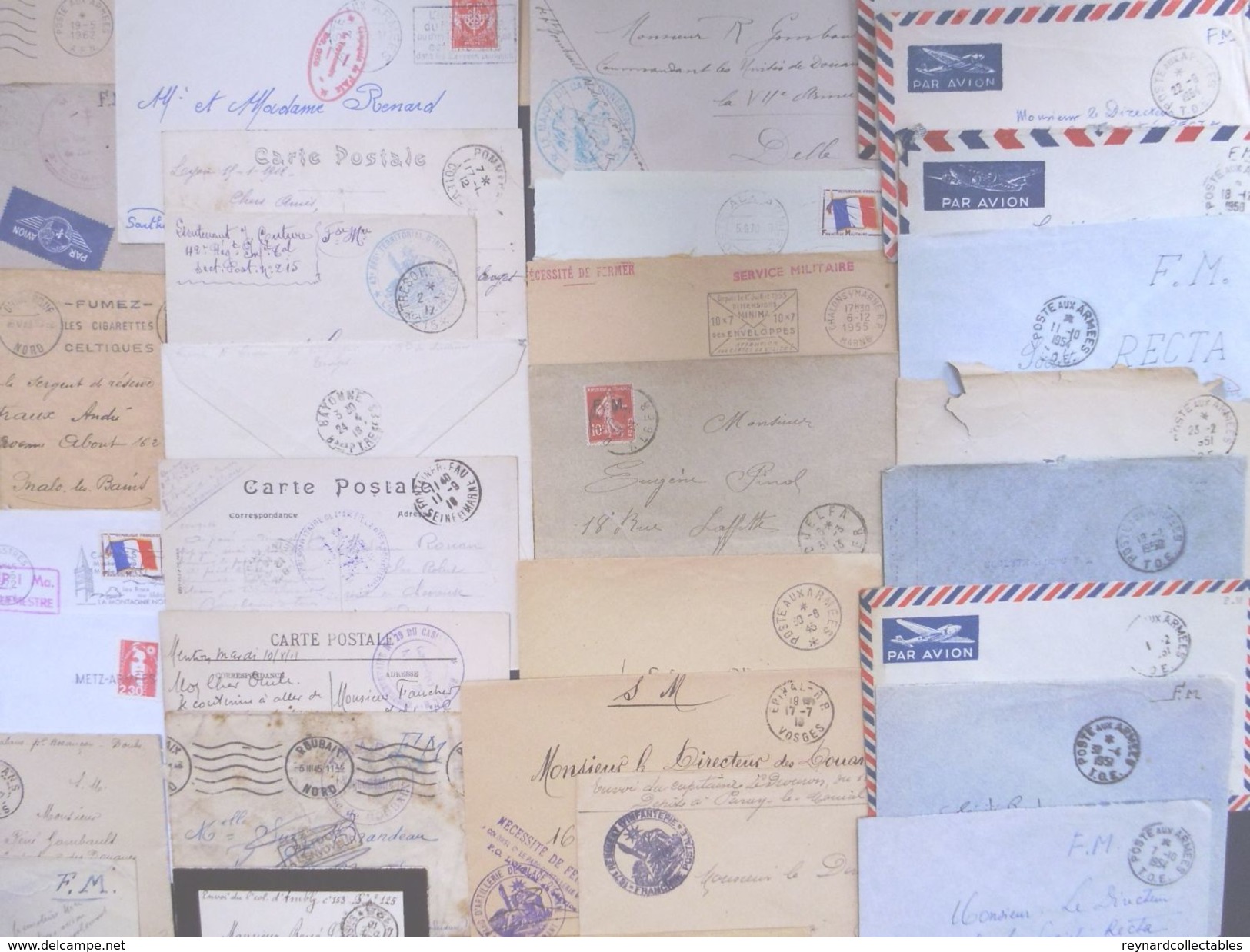 **REDUCED*France Military postal history colln(280+).1900s-1991 Daguet.Carte en Franchis, FM,Ravitaillement,Vietnam++