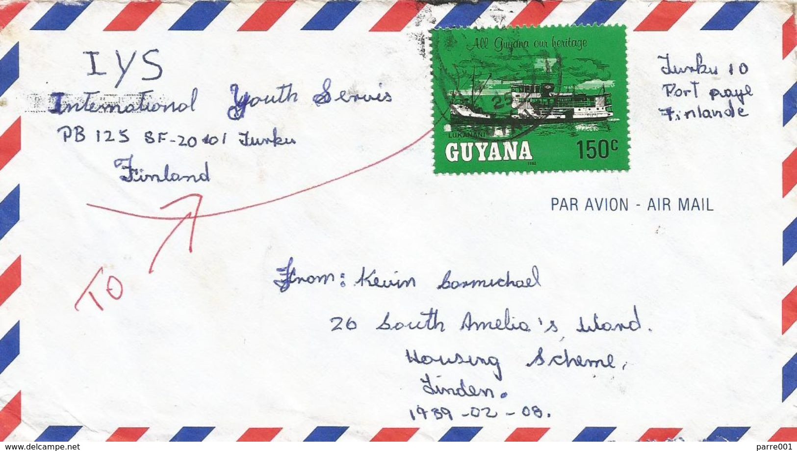 Guyana 1987 Linden River Steamer Lukanani Cover - Guyana (1966-...)