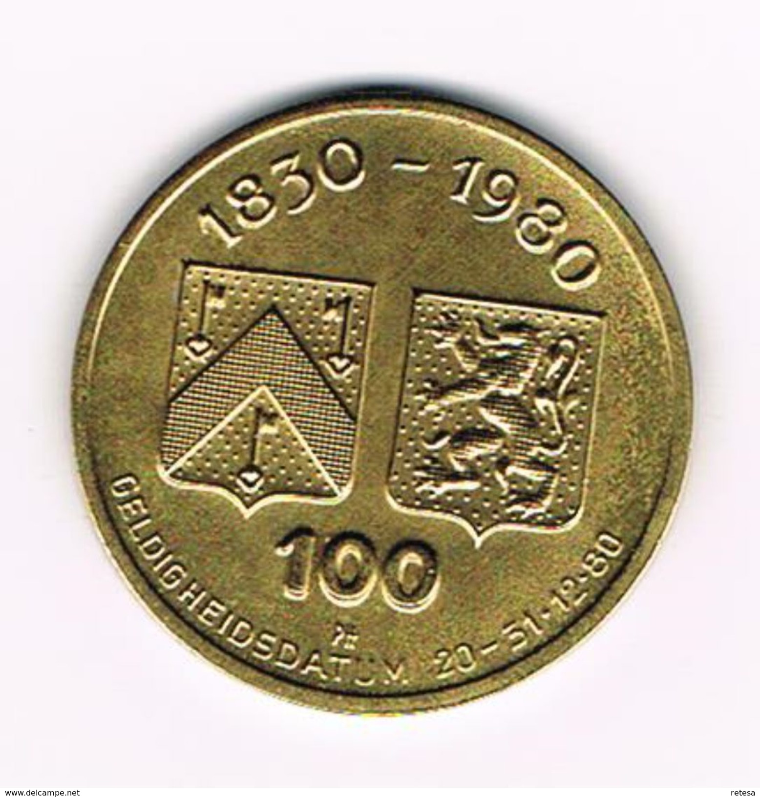 ) OOSTENDE  KAREL SYS 100 FRANK  1980 - Tokens Of Communes