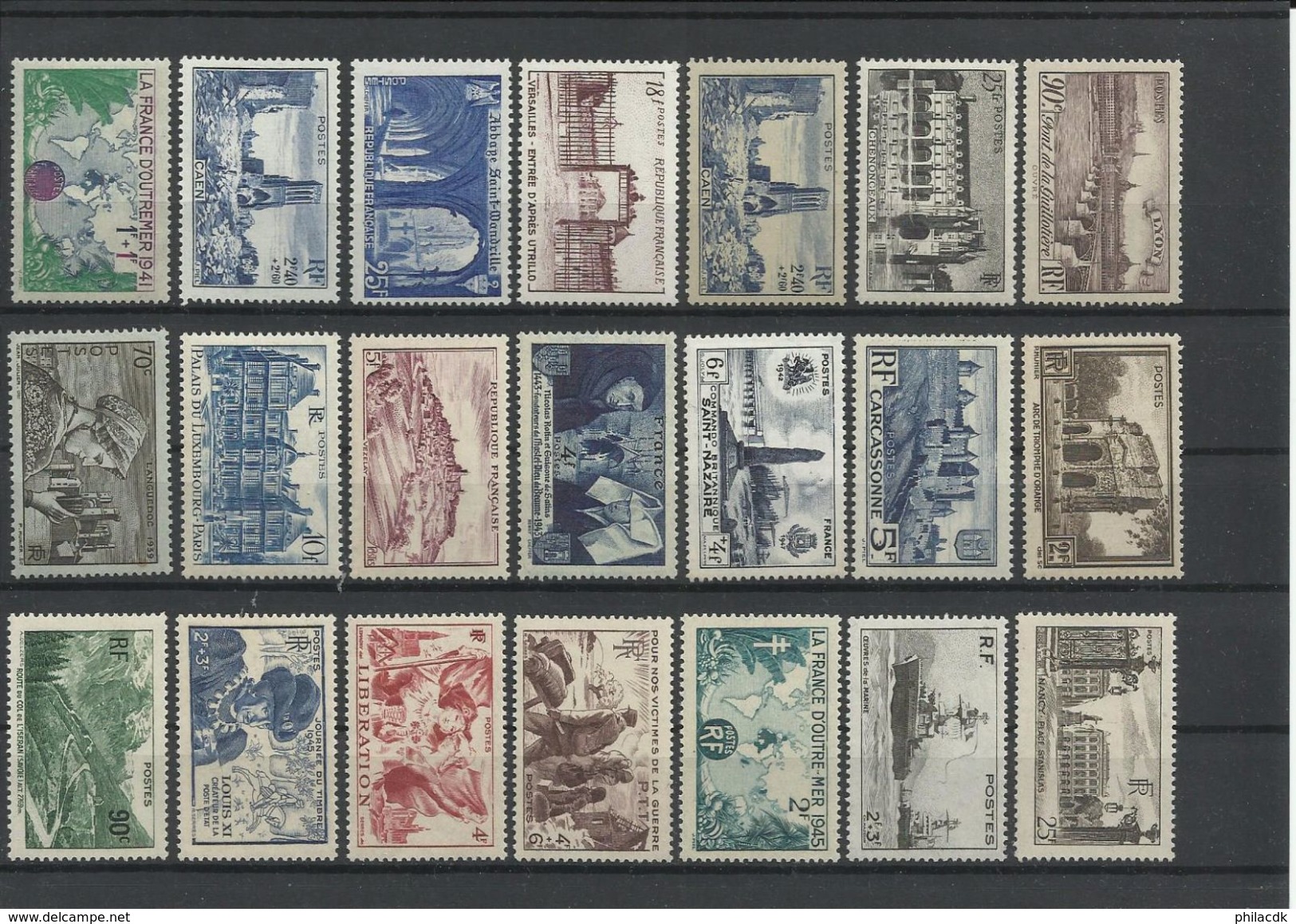 FRANCE - 50 SCANNS LOT DE 519 TIMBRES NEUFS**/* SANS ET AVEC CHARNIERE POUR ETUDE