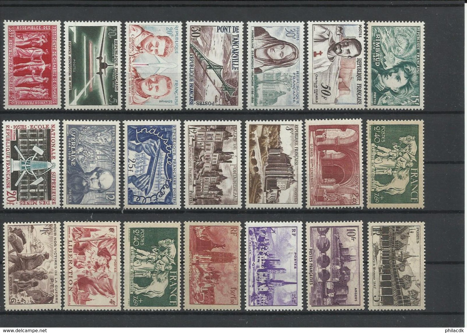 FRANCE - 50 SCANNS LOT DE 519 TIMBRES NEUFS**/* SANS ET AVEC CHARNIERE POUR ETUDE