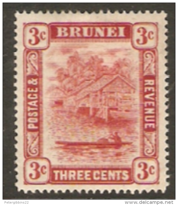 Briunei 1908 SG 37 3c Type 1 Mounted Mint - Brunei (...-1984)