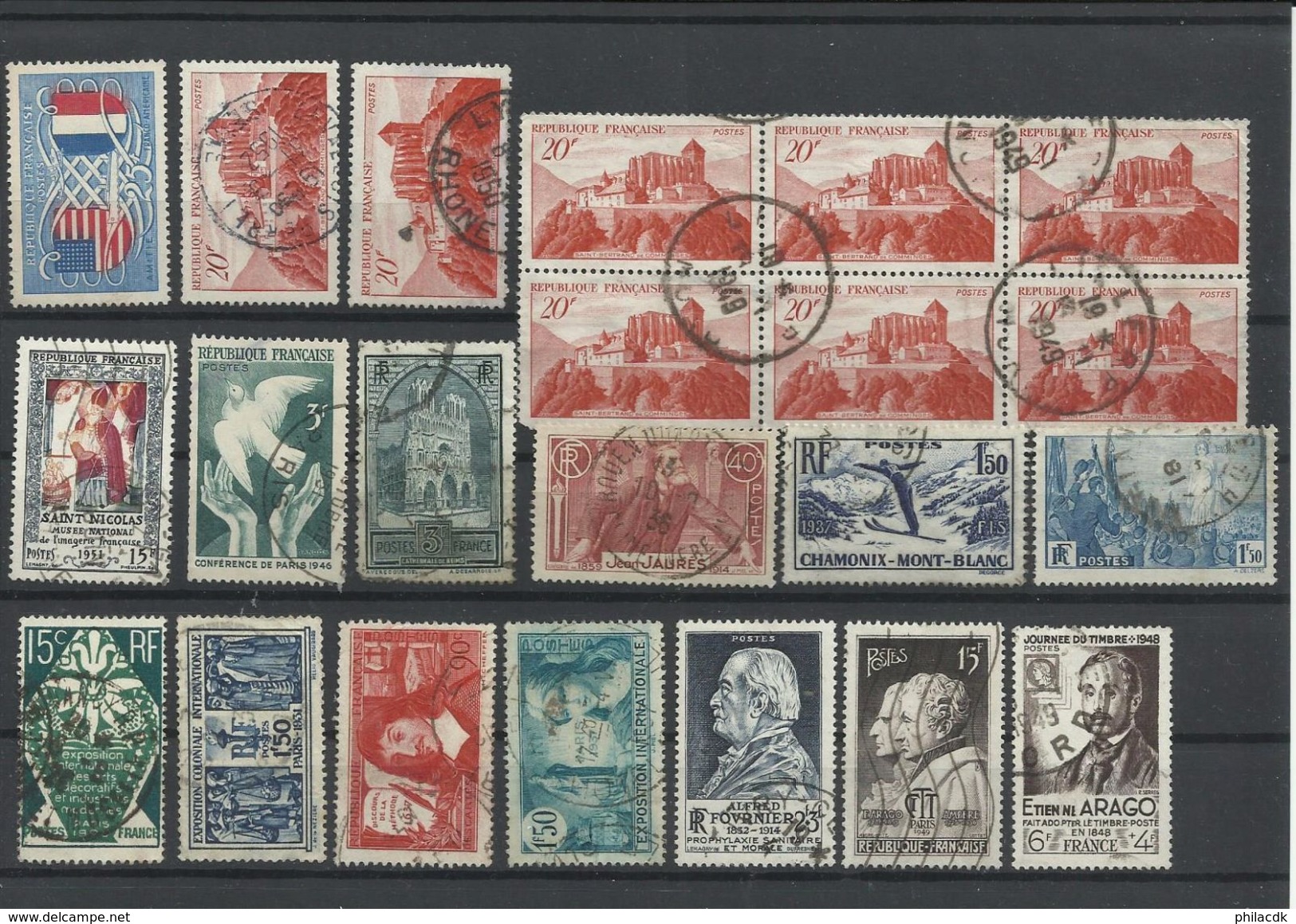 FRANCE - 42 SCANNS LOT DE 399 TIMBRES OBLITERES/NEUFS (*) SANS GOMME POUR ETUDE - Collections