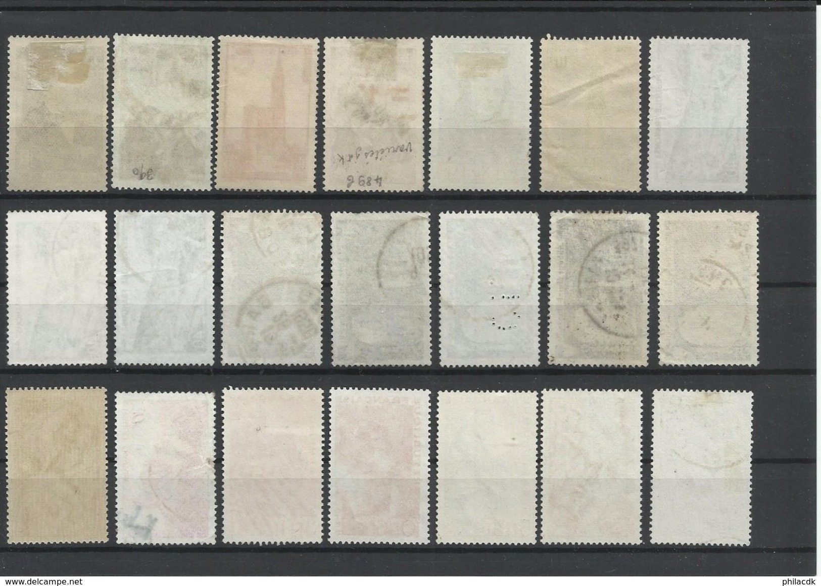 FRANCE - 42 SCANNS LOT DE 399 TIMBRES OBLITERES/NEUFS (*) SANS GOMME POUR ETUDE