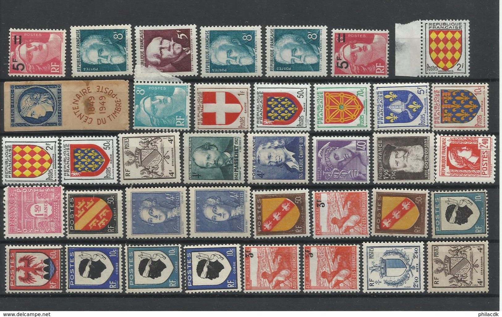 FRANCE - 28 SCANNS LOT DE 518 TIMBRES NEUFS**/* SANS ET AVEC CHARNIERE POUR ETUDE