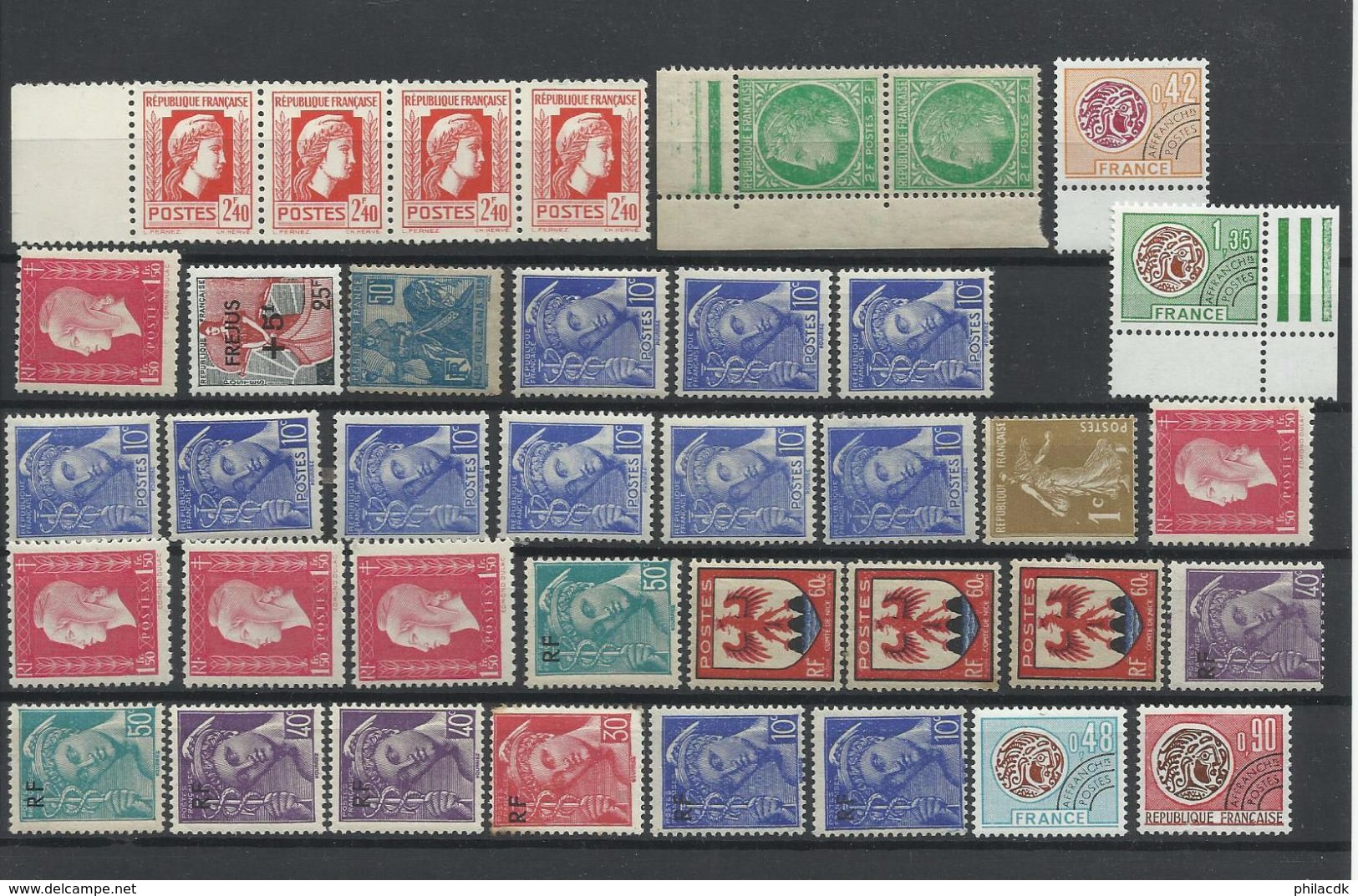 FRANCE - 28 SCANNS LOT DE 518 TIMBRES NEUFS**/* SANS ET AVEC CHARNIERE POUR ETUDE