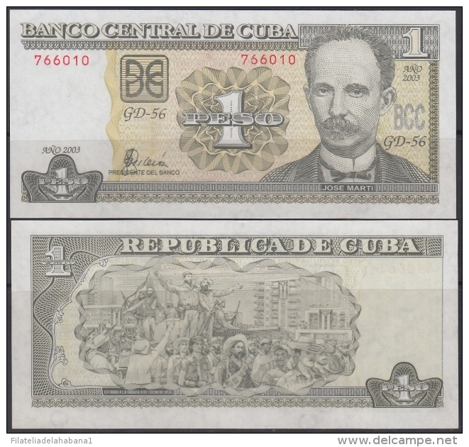 2003-BK-117 CUBA 2003 1 PESO. JOSE MARTI. NO CONMEMORATIVO. RARO. - Cuba