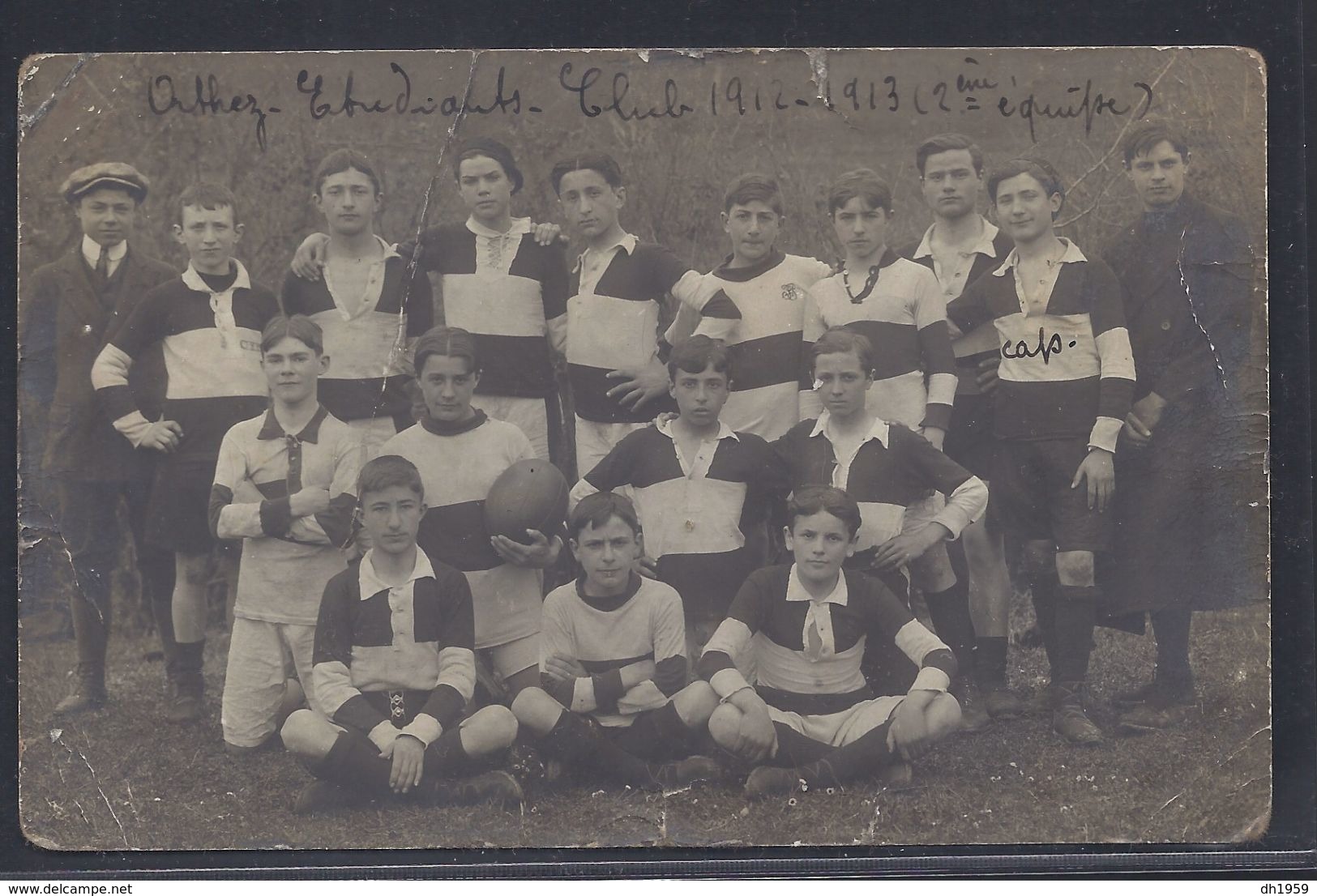 64 ORTHEZ ETUDIANTS RUGBY CLUB TEAM 1912-1913 2eme EQUIPE CAPITAINE SPORT CARTE PHOTO CPA - Orthez