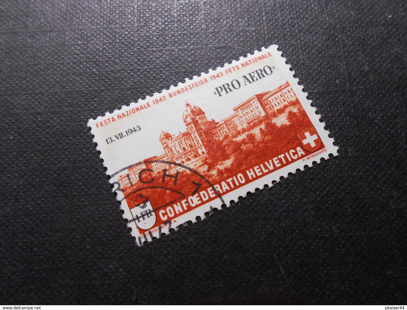 CH ZNr.36   1Fr.  Flugpost - Bundeshaus 1943 - Z CHF 15.00 - Used Stamps