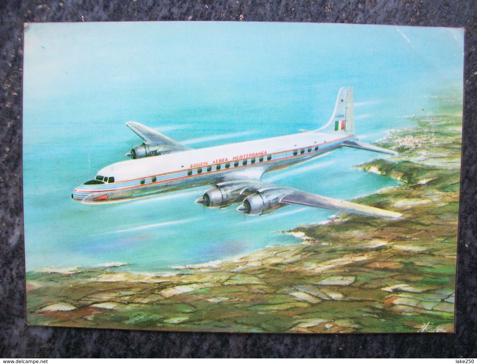 DOUGLAS DC6  SAM Societa Aerea Mediterranea  Compagnia Italiana Disegno Di FIORE - 1946-....: Moderne