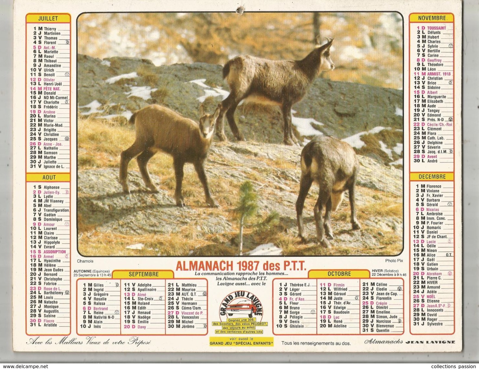 Calendrier Grand Format 16 Pages , ALMANACH 1987 DES P.T.T.  ,4 Scans , Frais Fr : 2.70 Euros - Groot Formaat: 1981-90